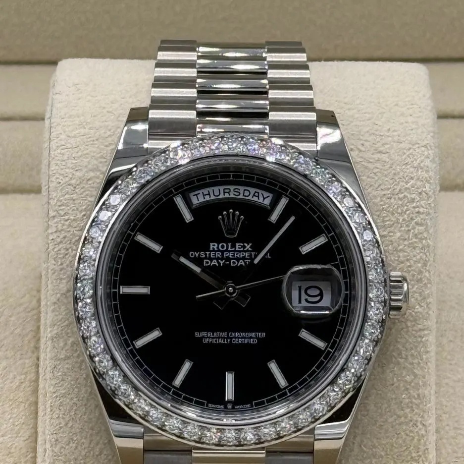 [2026 Mirror Grade]RLX  Day-Date 40mm 228349RBR-0002 Bright Black Dial President Bracelet