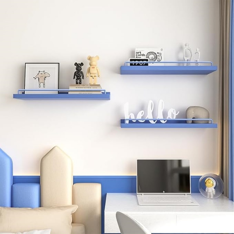 Blue Floating Shelves