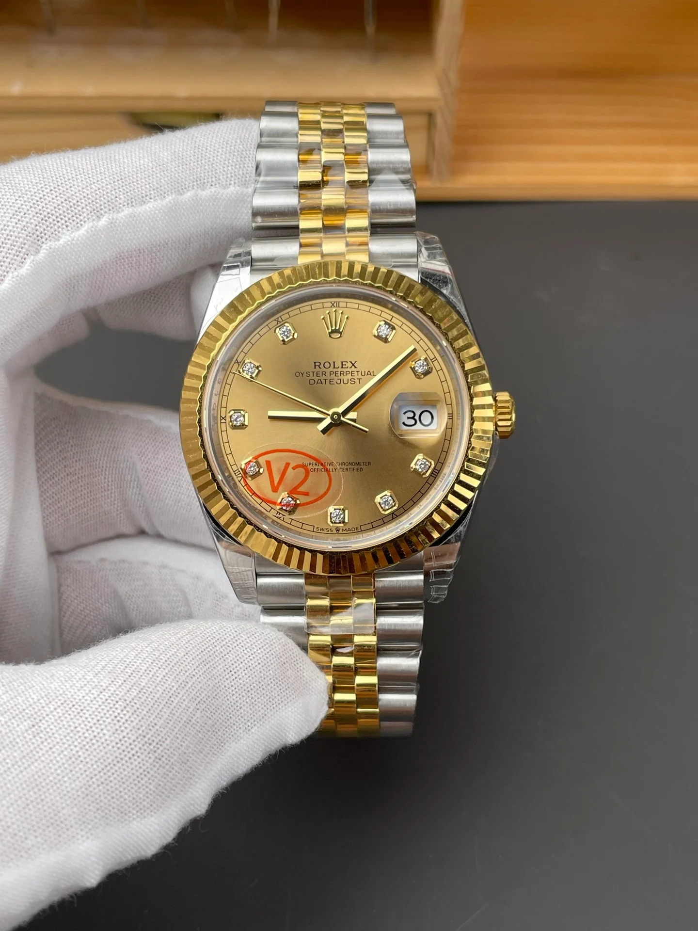 Two-tone Champagne Diamond Dial Datejust V2 Version