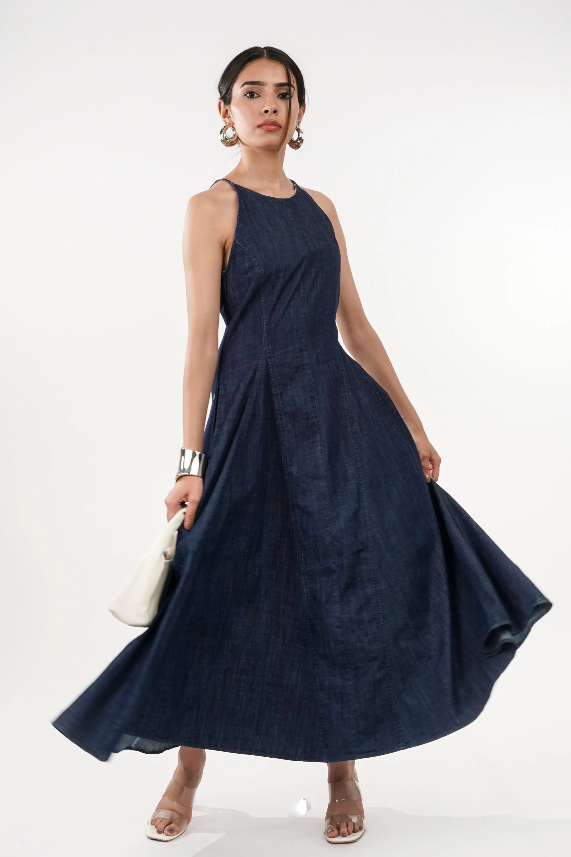 Edith Denim Halter Dress
