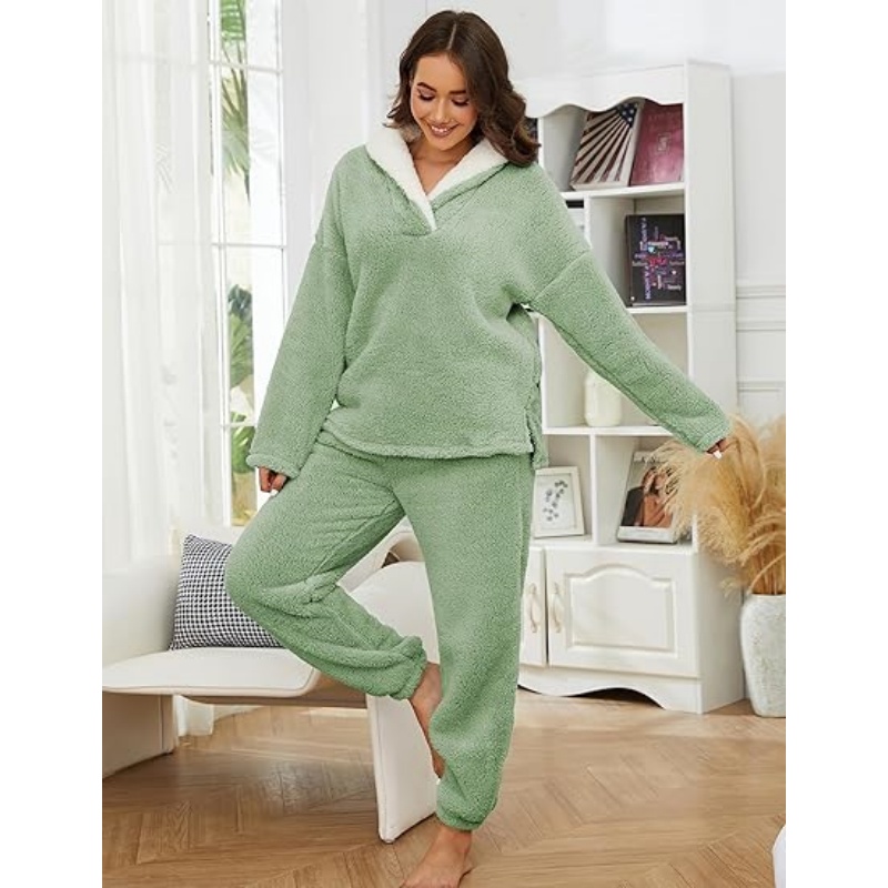 Womens Fluffy Pajamas Set