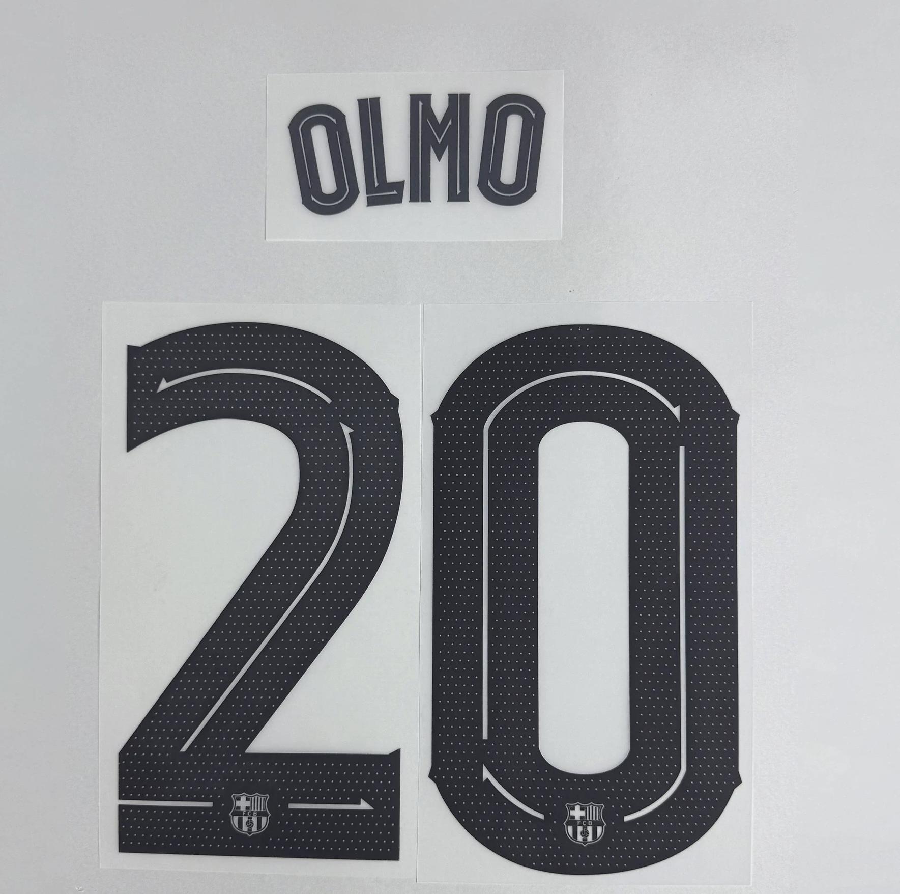 OLMO #20 FC Barcelona 2025-26 Away UCL Football Soccer Name & Number Set