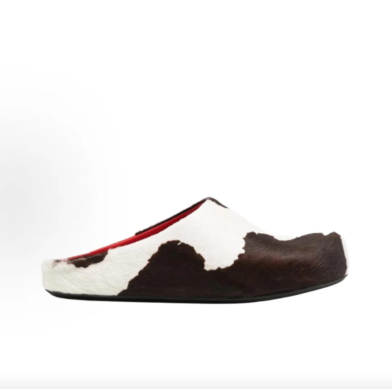 Marni Fussbett Cow Print Haircalf Mule