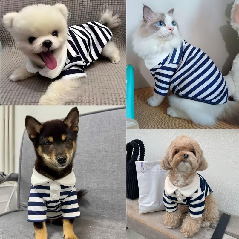 Dog Clothes, Designer Boy Polo Shirt for Small Medium Dogs, Soft Puppy Outfit, Breathable Male Yorkie Chihuahua Shih Tzu Poodle Kitten Cat T-Shirt, Birthday Gifts - Blue, S, Fits 3-5lbs