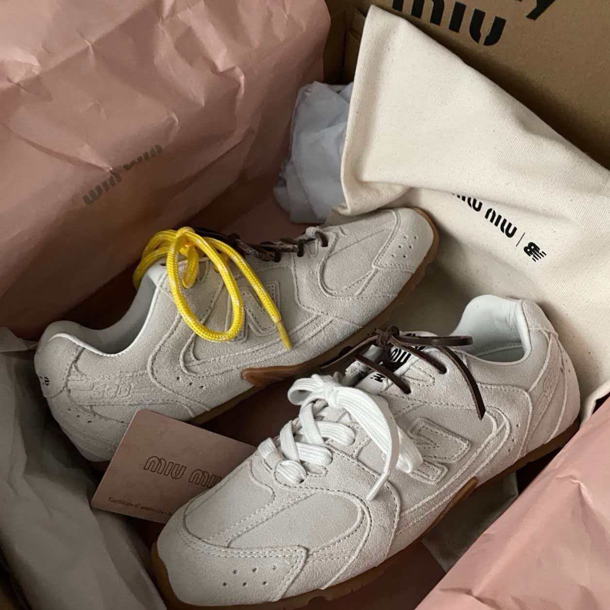 New Balance × Miu Miu 530 SL Suede Sneakers