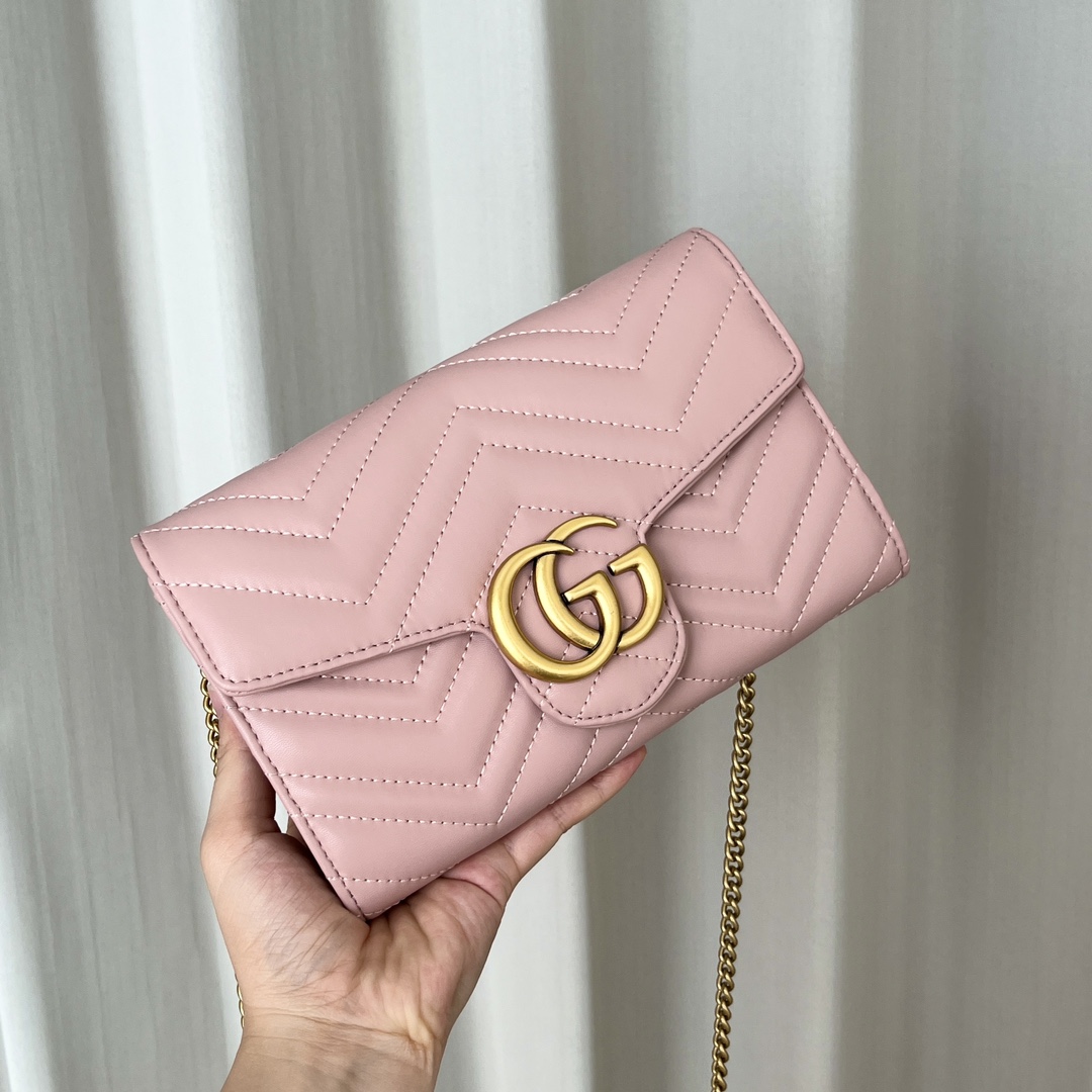 Gucci Marmont Chain Wallet - Pink Gold  Wallet