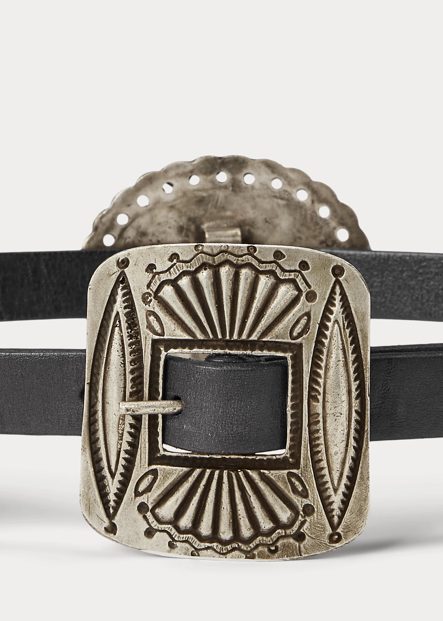 Metal-Accent Leather Belt