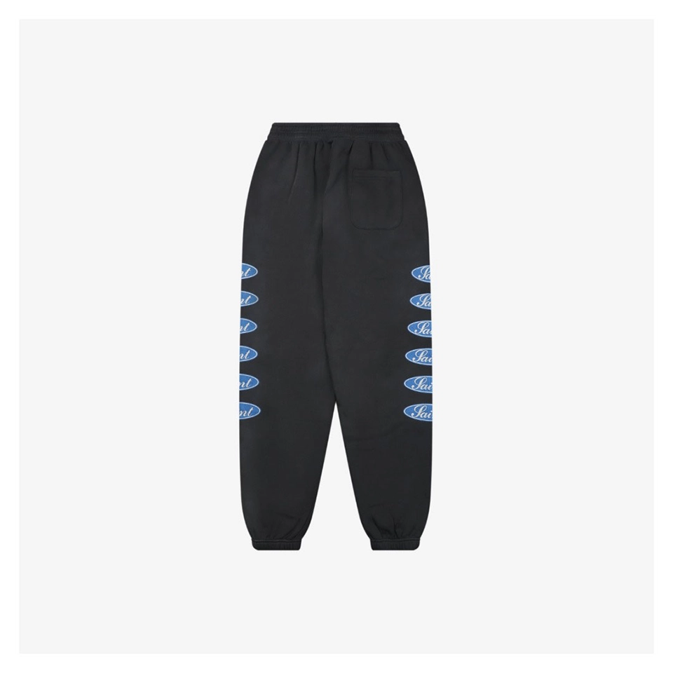 Saint Michael Blue Logo Repeated Graphic Sweatpants