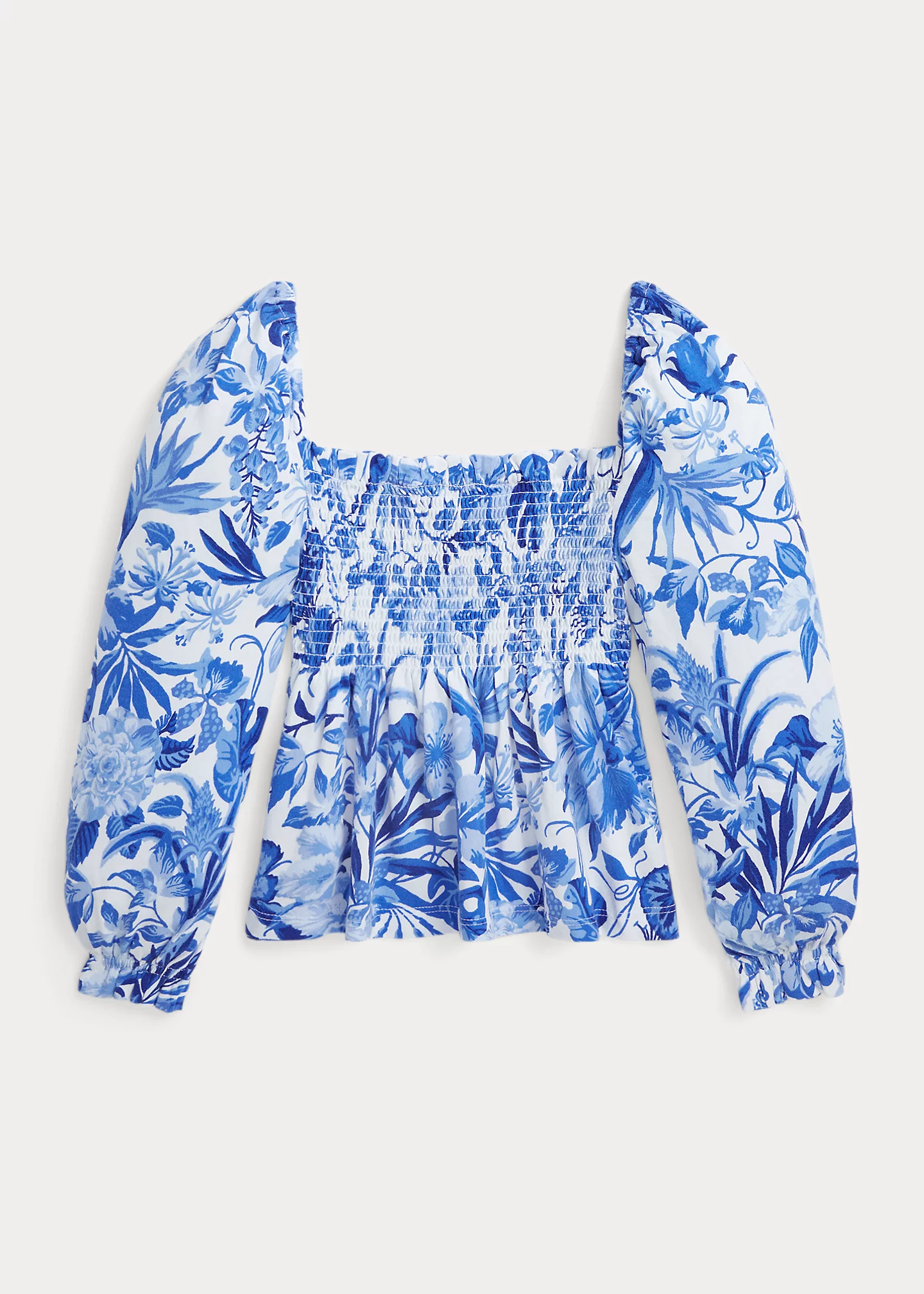 Floral Smocked Cotton Jersey Top