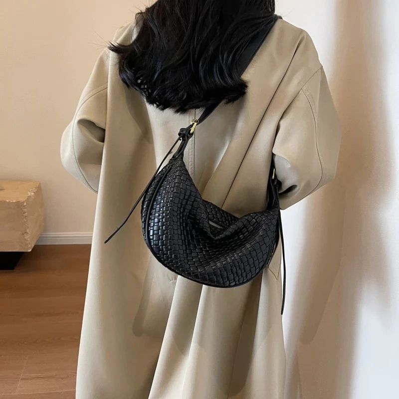 Woven Half Moon Bag