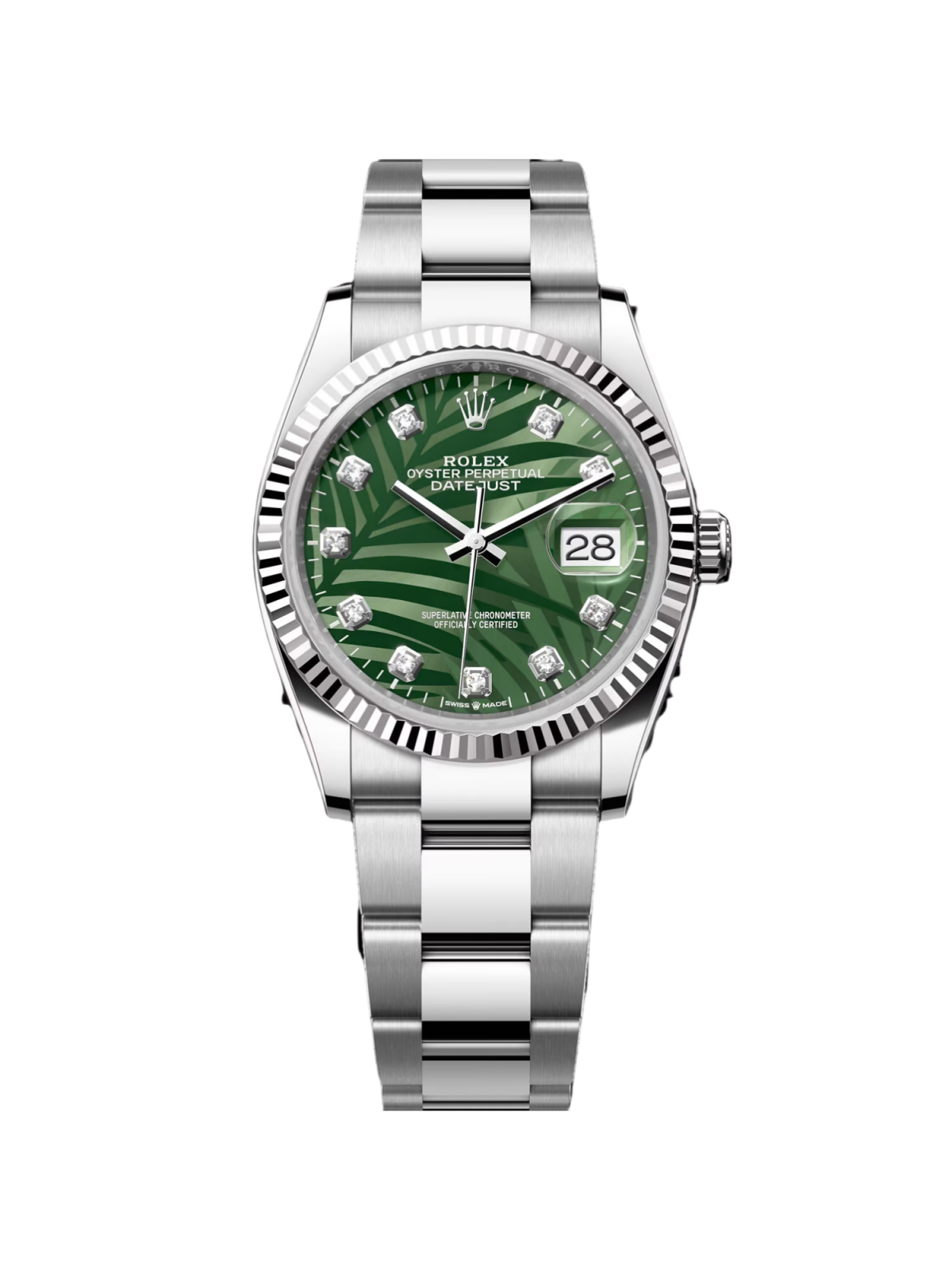 [2026 Mirror Grade]RLX  Datejust 36mm 126234 Olive Green Palm Motif Diamond Dial Jubilee Stainless Steel Watch