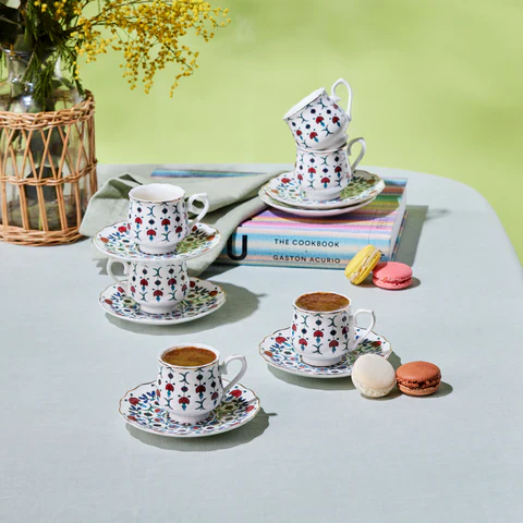 Karaca Ebruli Ensemble De Tasses À Café 6 Pièces 90 Ml, Multicolore