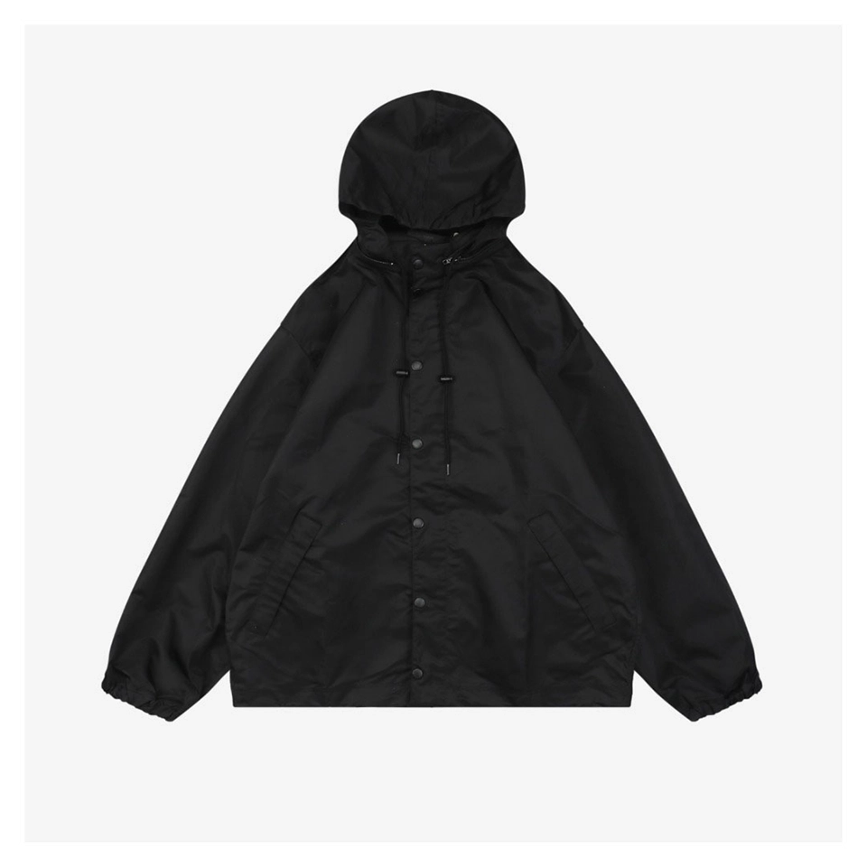 Blcg Yellow Tape Logo Hooded Windbreaker Jacket