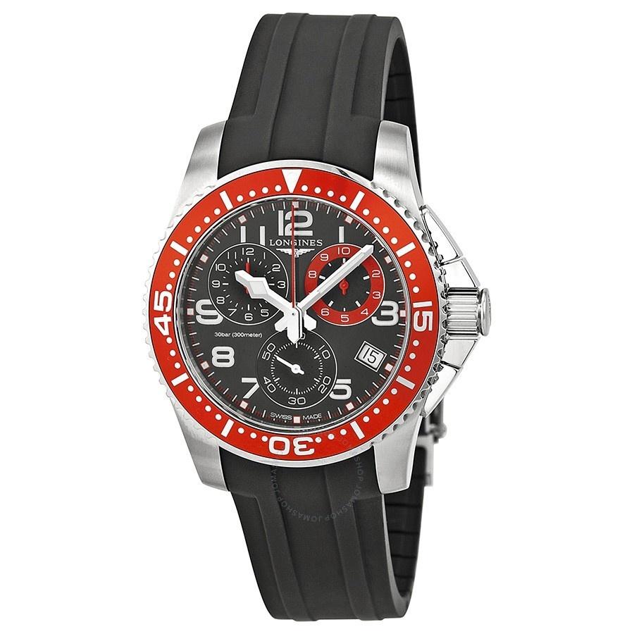 [2026 Mirror Grade]Longines Men's L36904592 HydroConquest Chronograph Black Rubber Watch