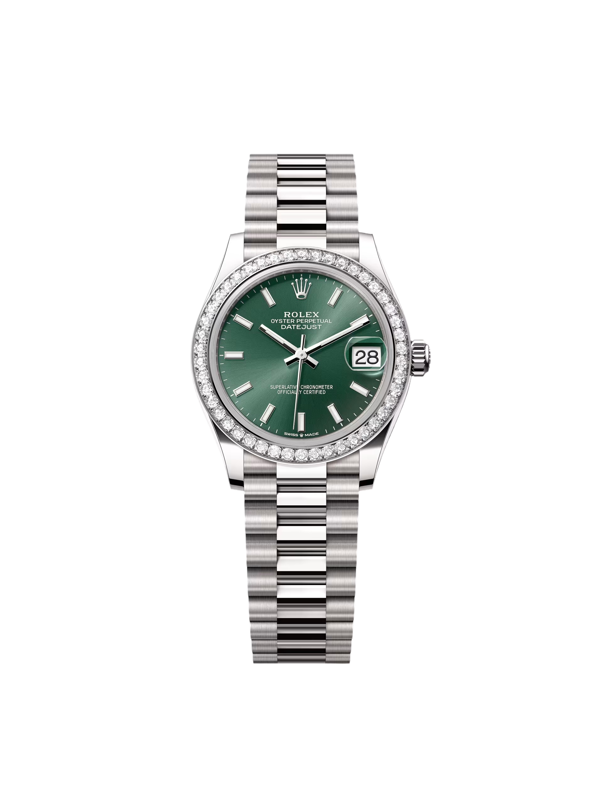 [2026 Mirror Grade]RLX Datejust m278289RBR-0015 Mint Green Dial White Gold President Watch