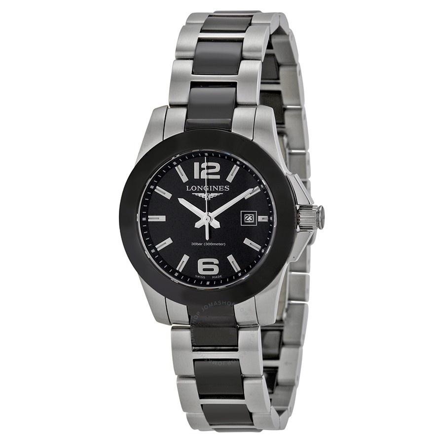 [2026 Mirror Grade]Longines Women's L32574567 Conquest Two-Tone Stainless steel and Ceramic Watch