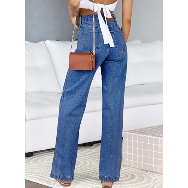 CHICDENLY Women's Jeans High Waisted Straight Leg