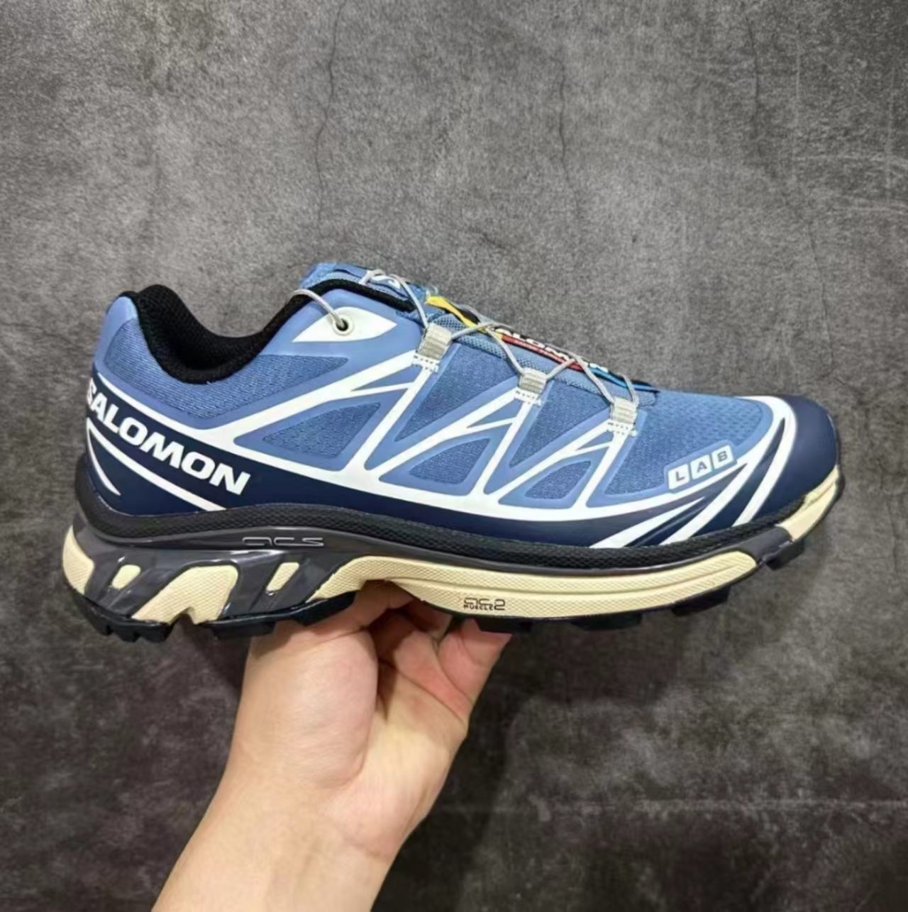 Salomon XT-6 Light Blue White Beige Hiking Shoes