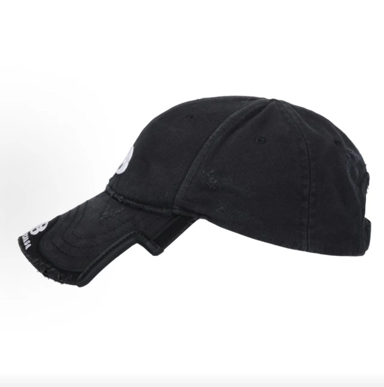 Balenciaga Double B Distressed Black Baseball Cap