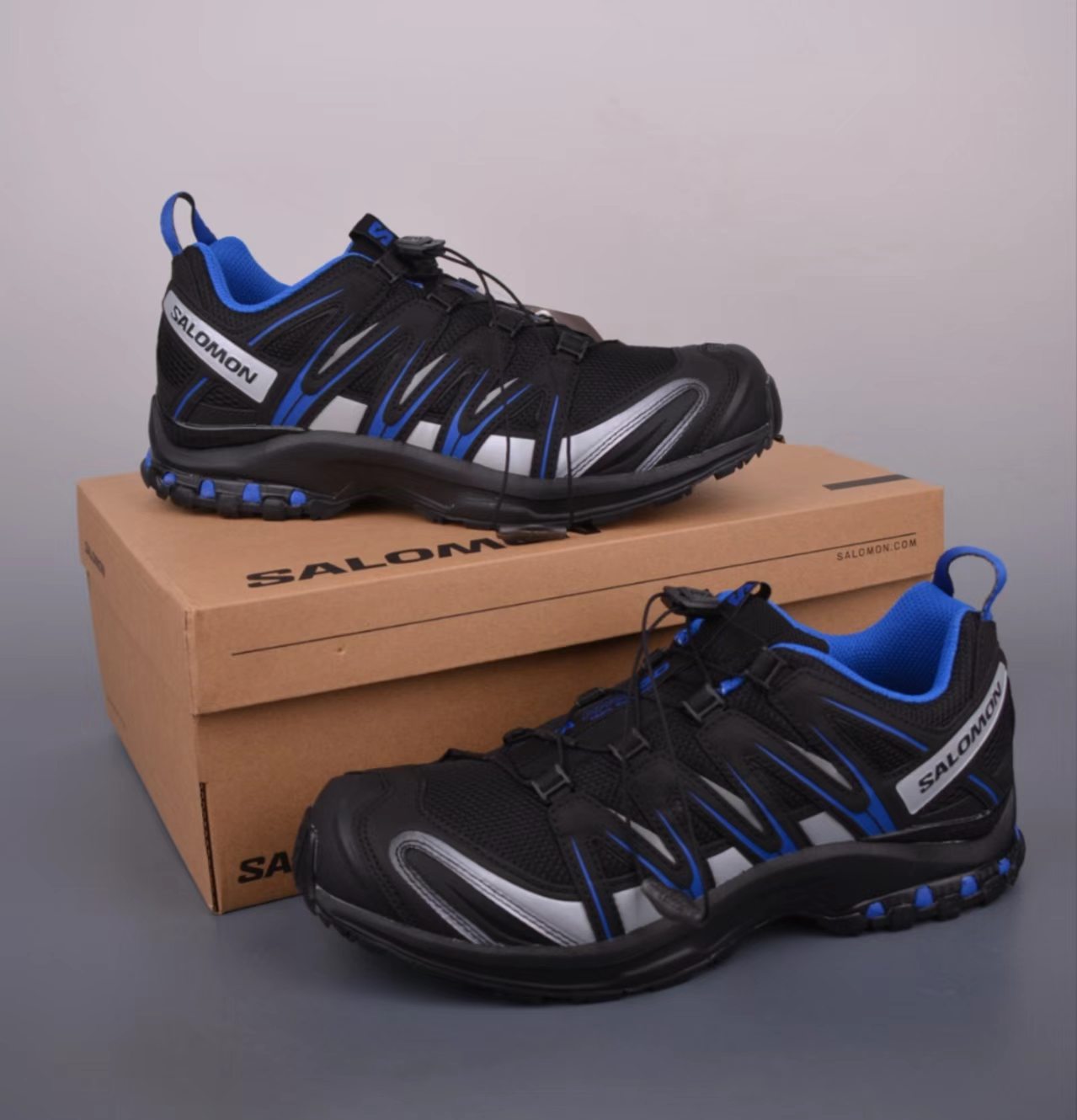 Salomon XA Pro 3D Black Blue Silver Mesh Hiking Shoes