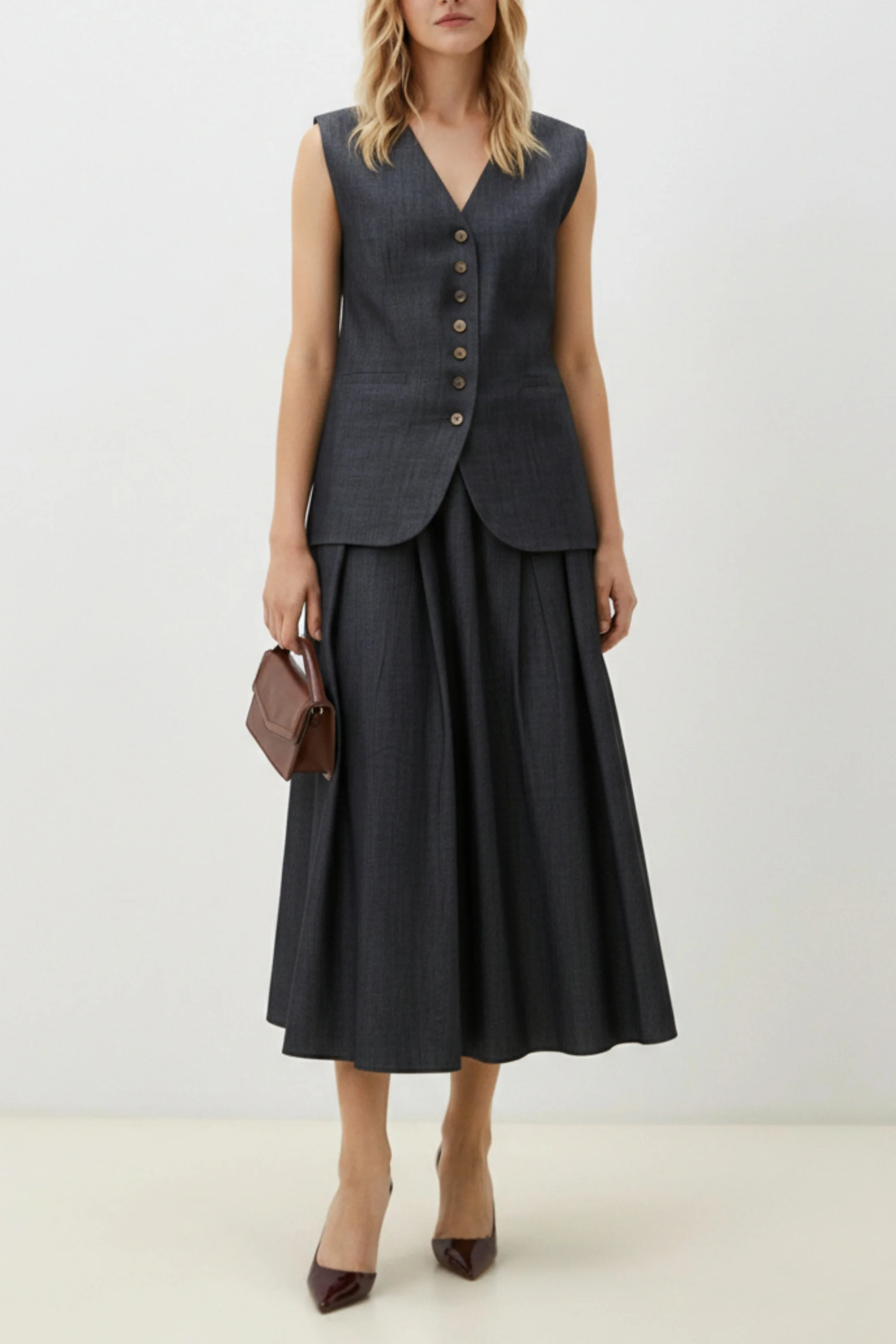 Denim Waistcoat Skirt Co-ord Set