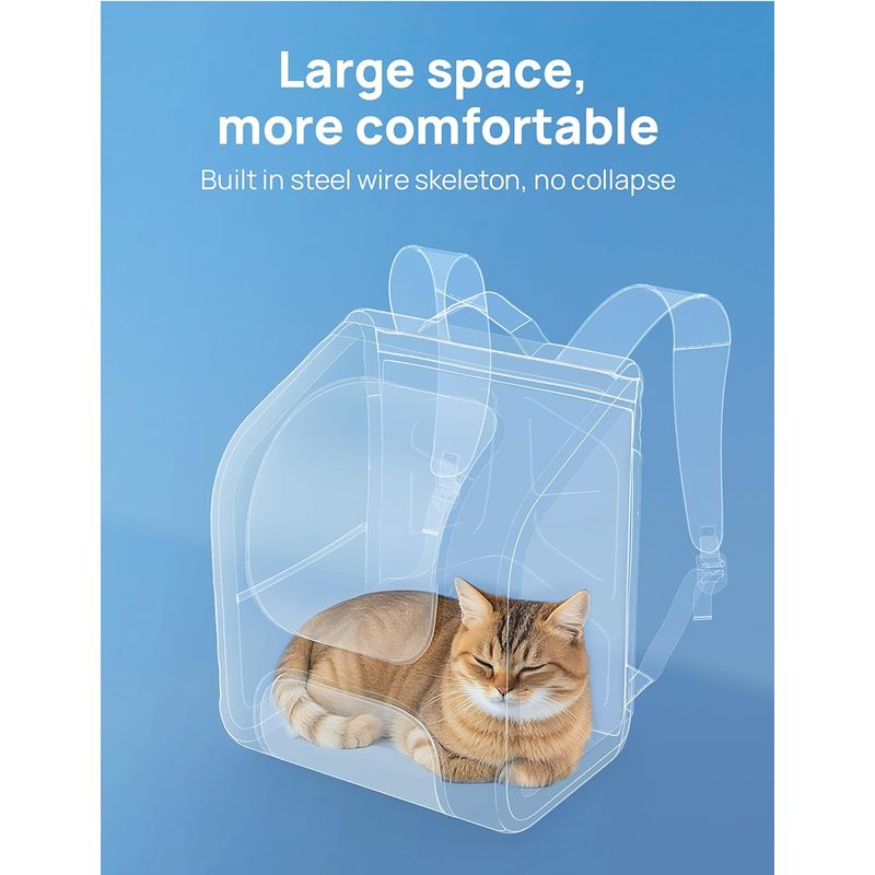Pecute Cat Backpack Carrier, Large Space Dog Carrier Backpack, Ergonomic, Gray