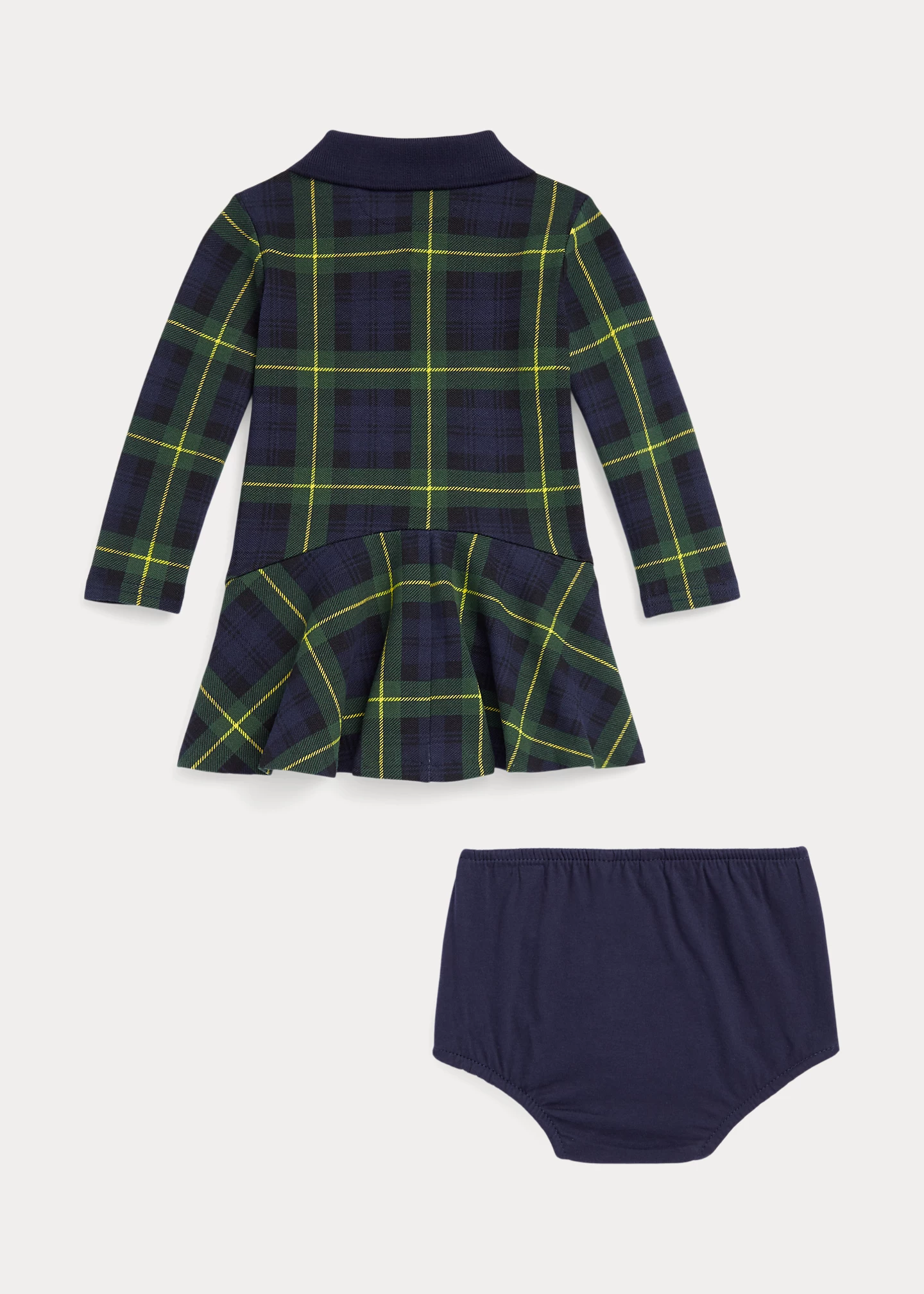 Plaid Stretch Mesh Polo Dress & Bloomer