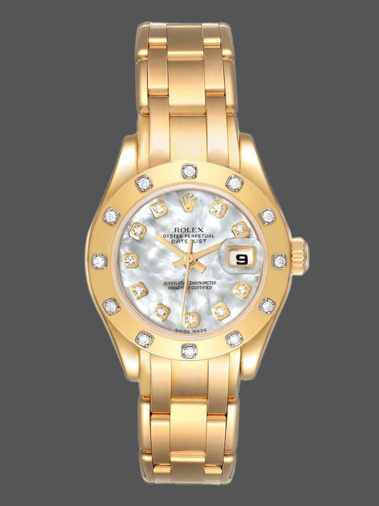 [2026 Mirror Grade]Rolex Pearlmaster 80318 MOP Diamond Dial 29MM Lady Replica Watch