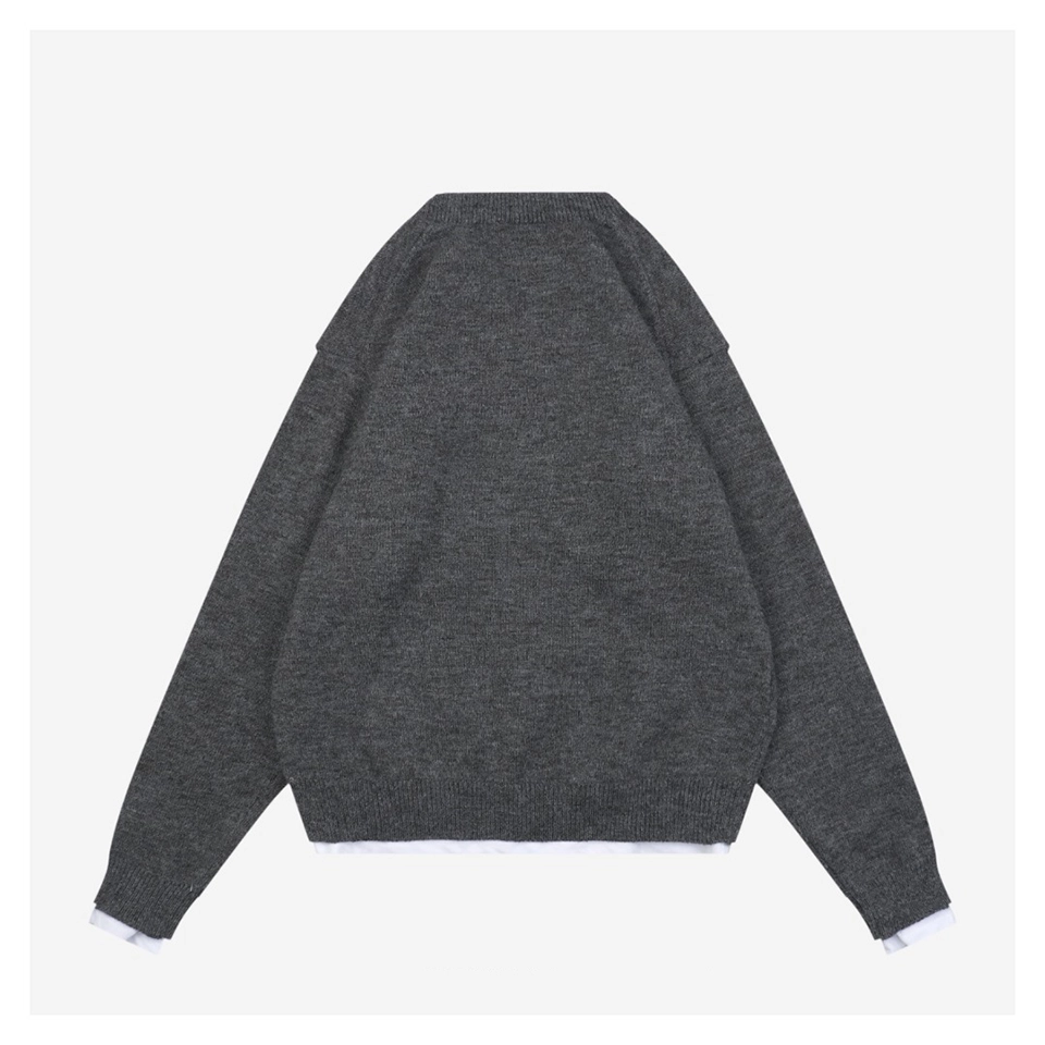 MM Layered-Look Wool Knit Sweater