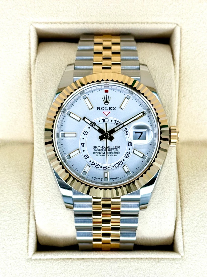 [2026 Mirror Grade]RLX  Sky-Dweller 42mm Two-Tone Yellow Gold White Dial Jubilee - 336933 - New 2025
