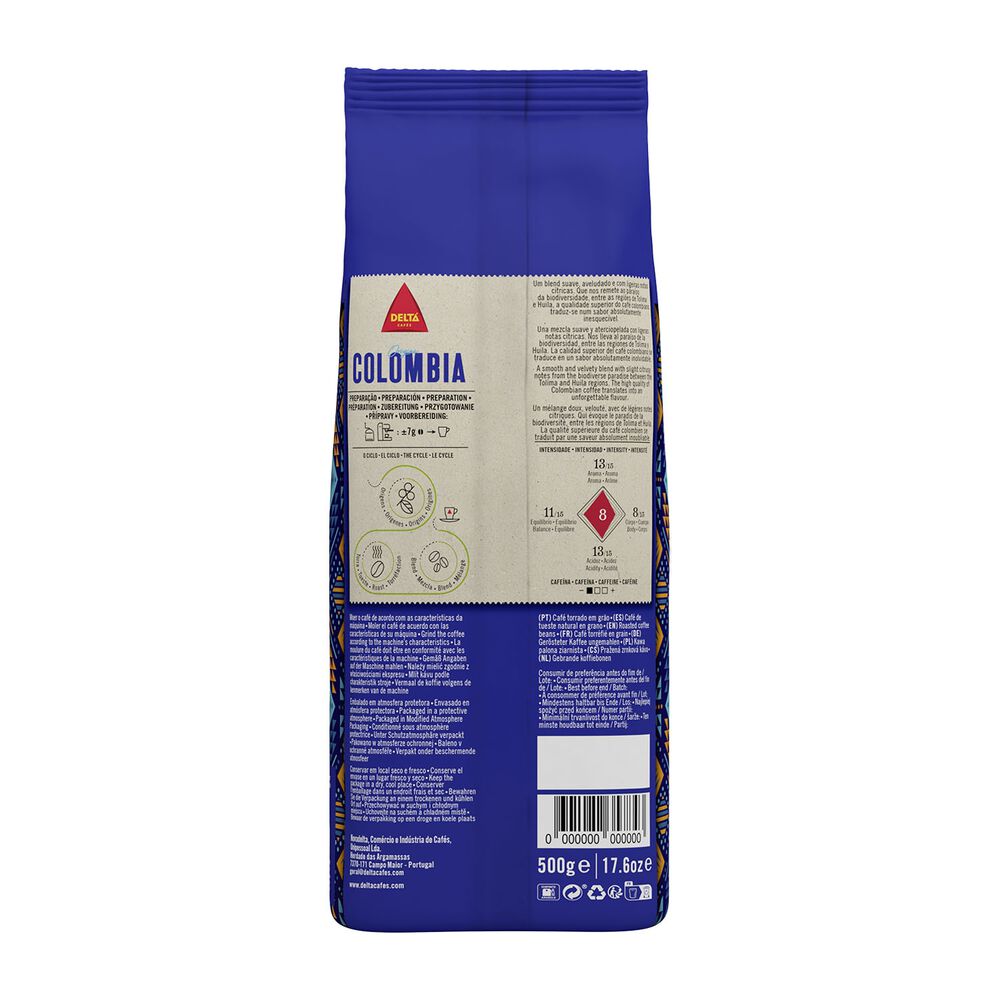 DELTA Kawa ziarnista Delta Colombia, 500 g, intensywność 8