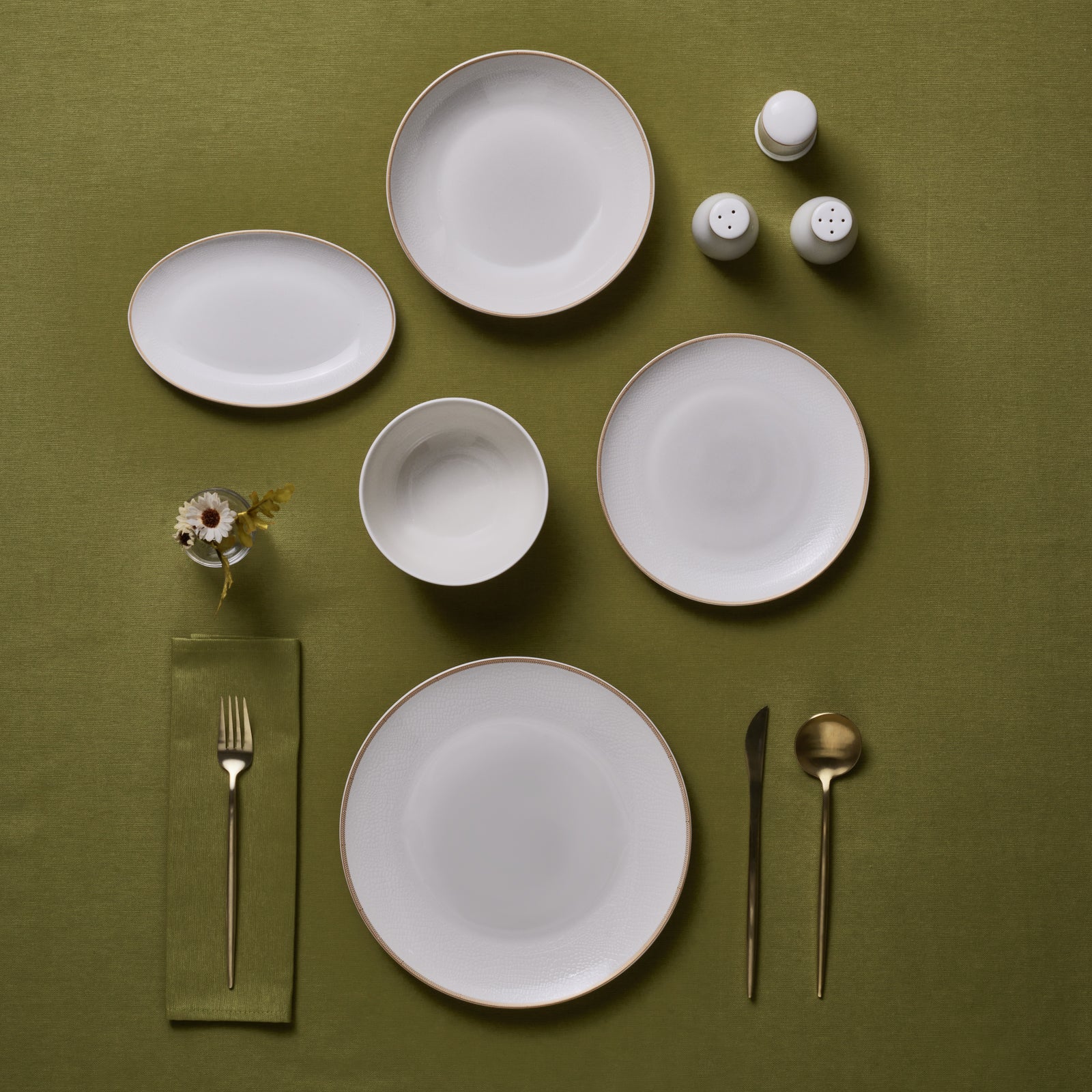 Karaca Forever Bone Ollie Service de Table 53 pièces pour 12 personnes Or