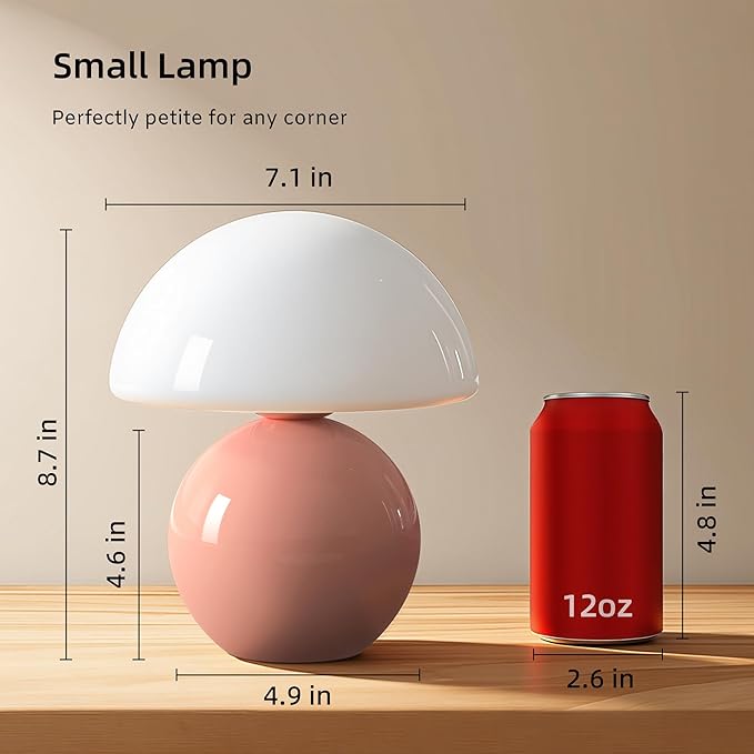 DESIGNLUME Mushroom Lamp Table Lamp for Bedroom