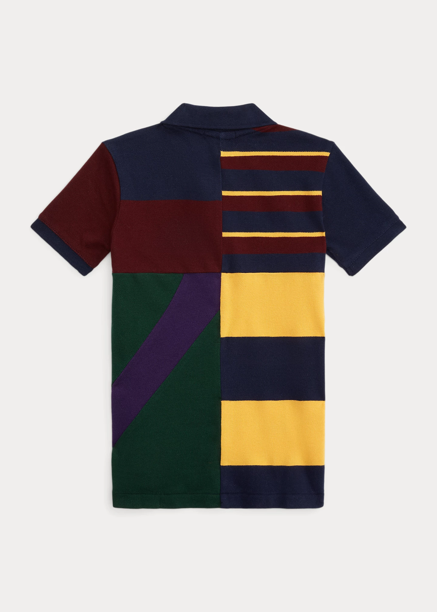 Patchwork Cotton Mesh Polo Shirt