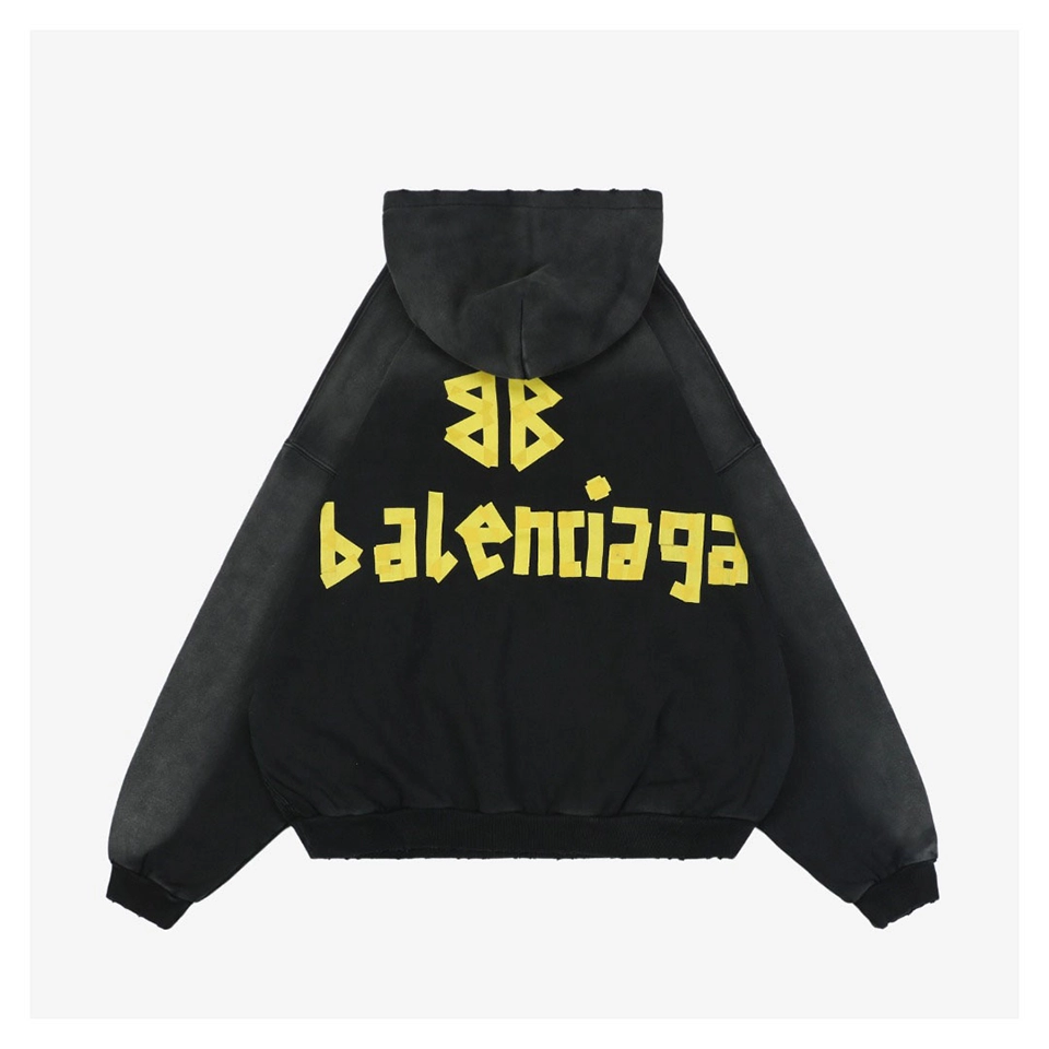 Blcg Yellow Tape Print Oversized Hoodie