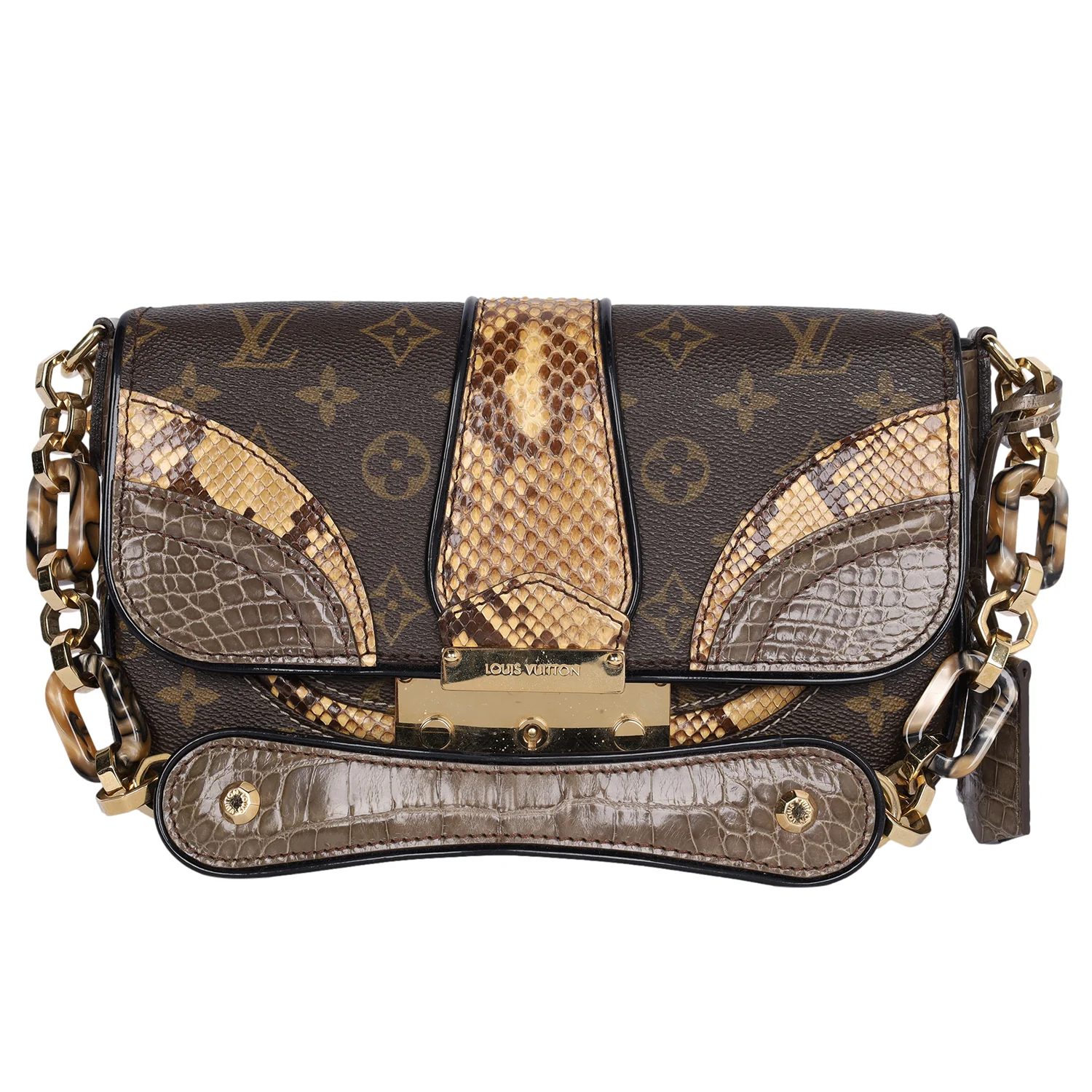 Monogram Alligator Python Shoulder Bag