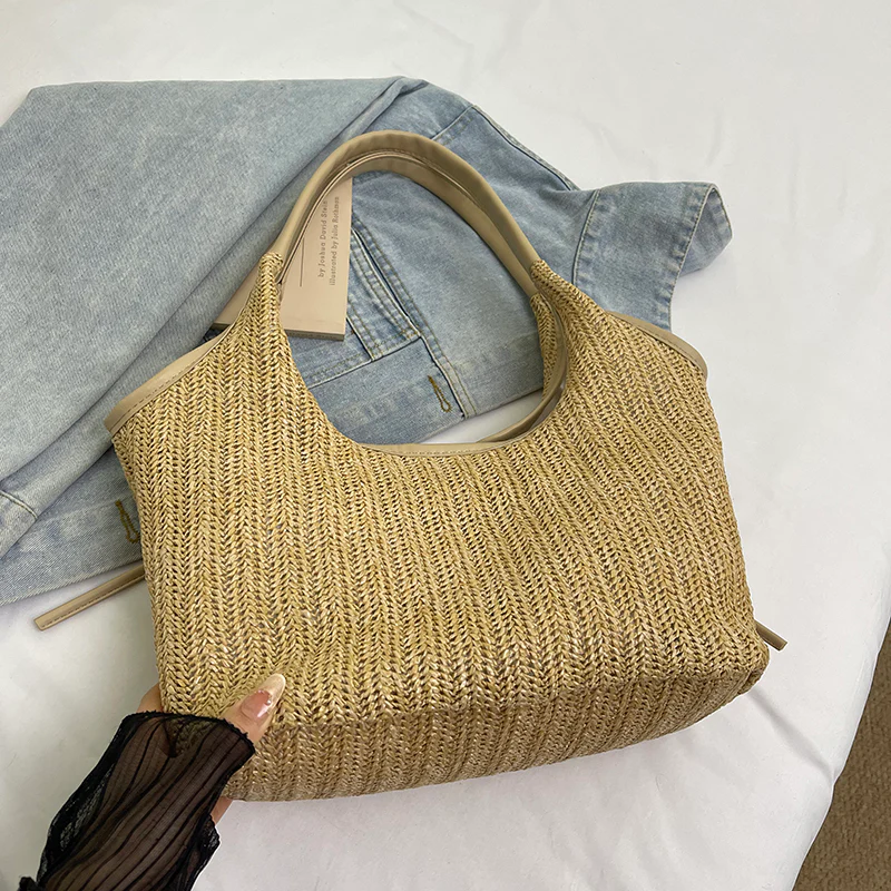 Ribbon Straw Tote