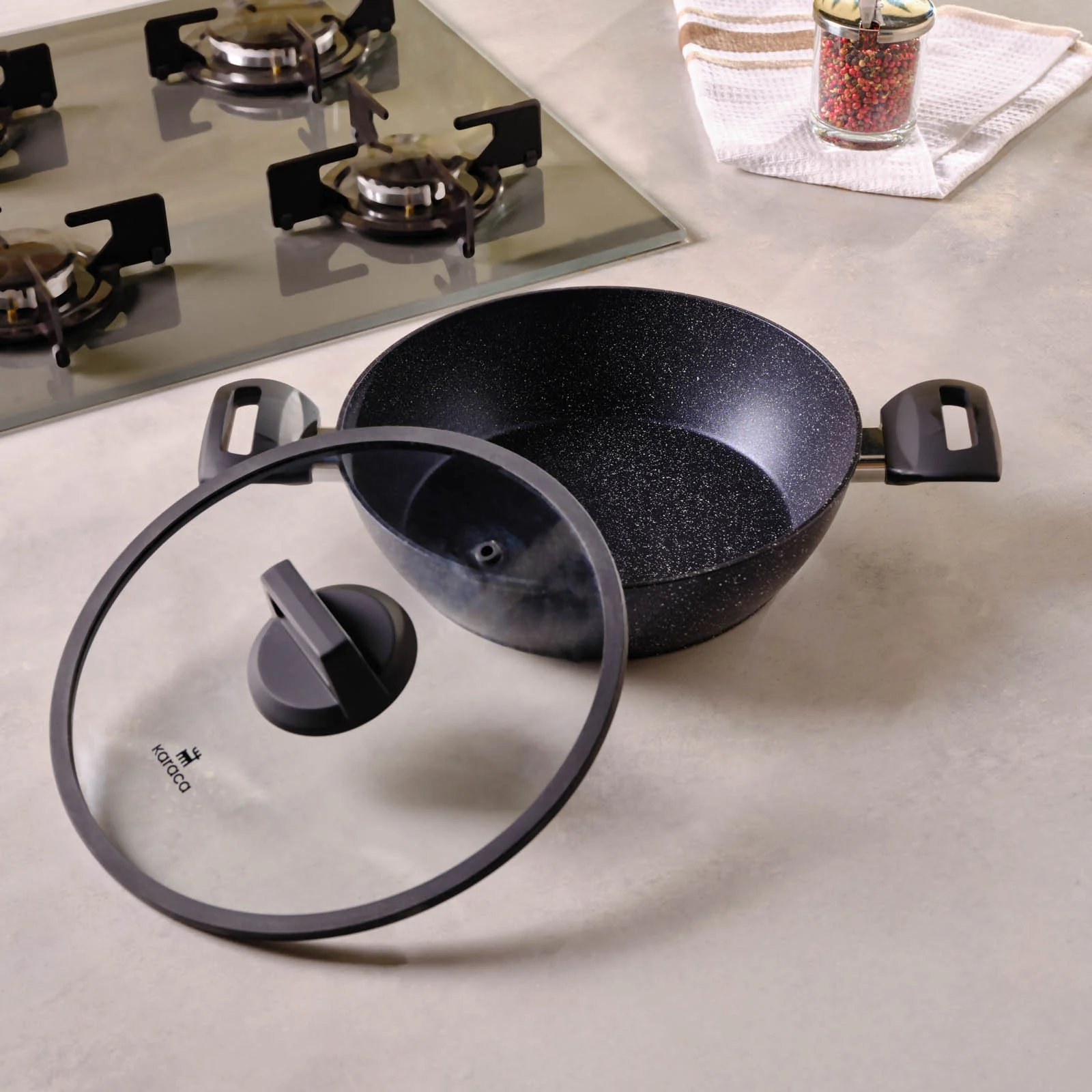 Karaca Aqua Granit Batterie de cuisine plate 26 cm