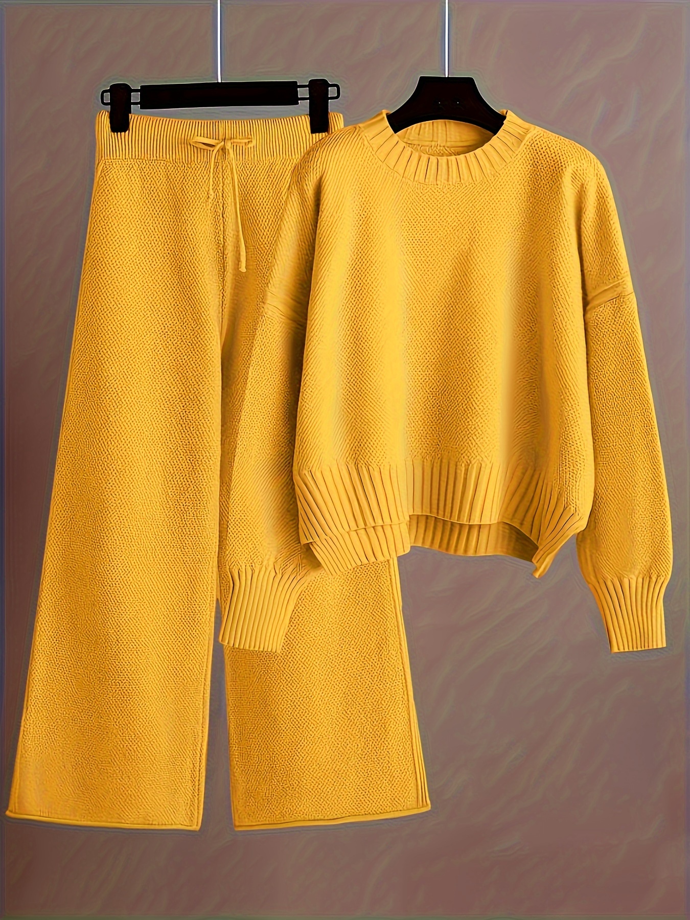 Elegant Pink Knit Two-Piece Set for Women