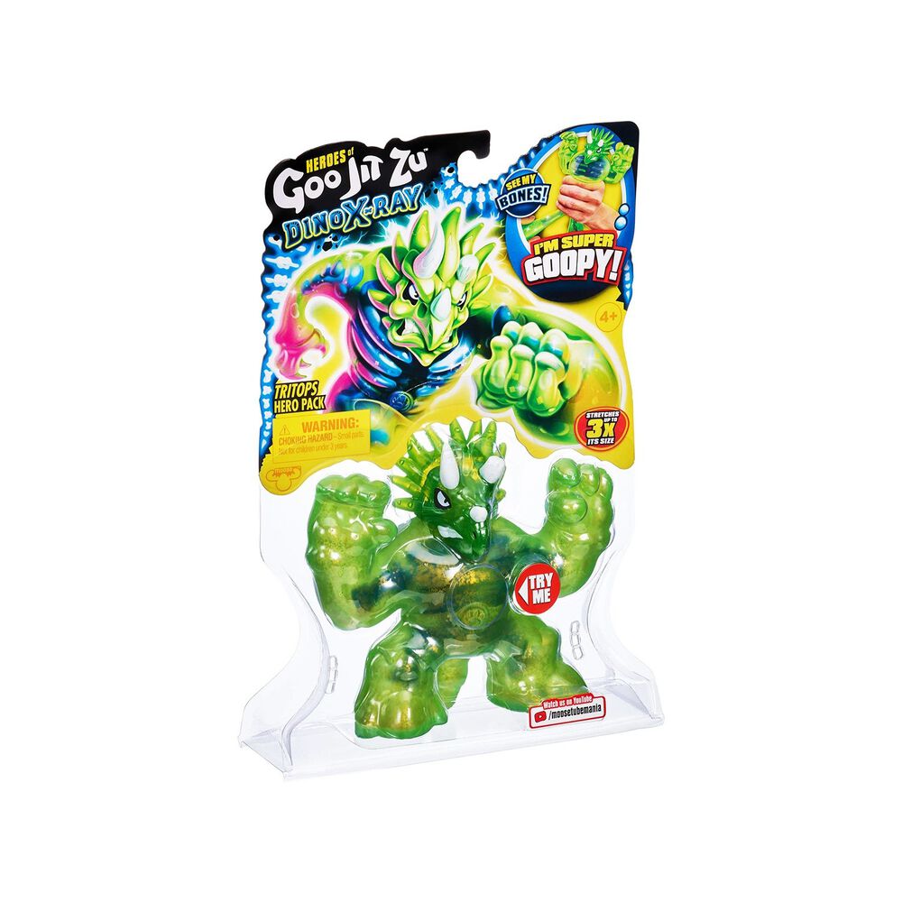 GOO JIT ZUFigurka Dino X-Ray Tritops, rozciągliwy dinozaur