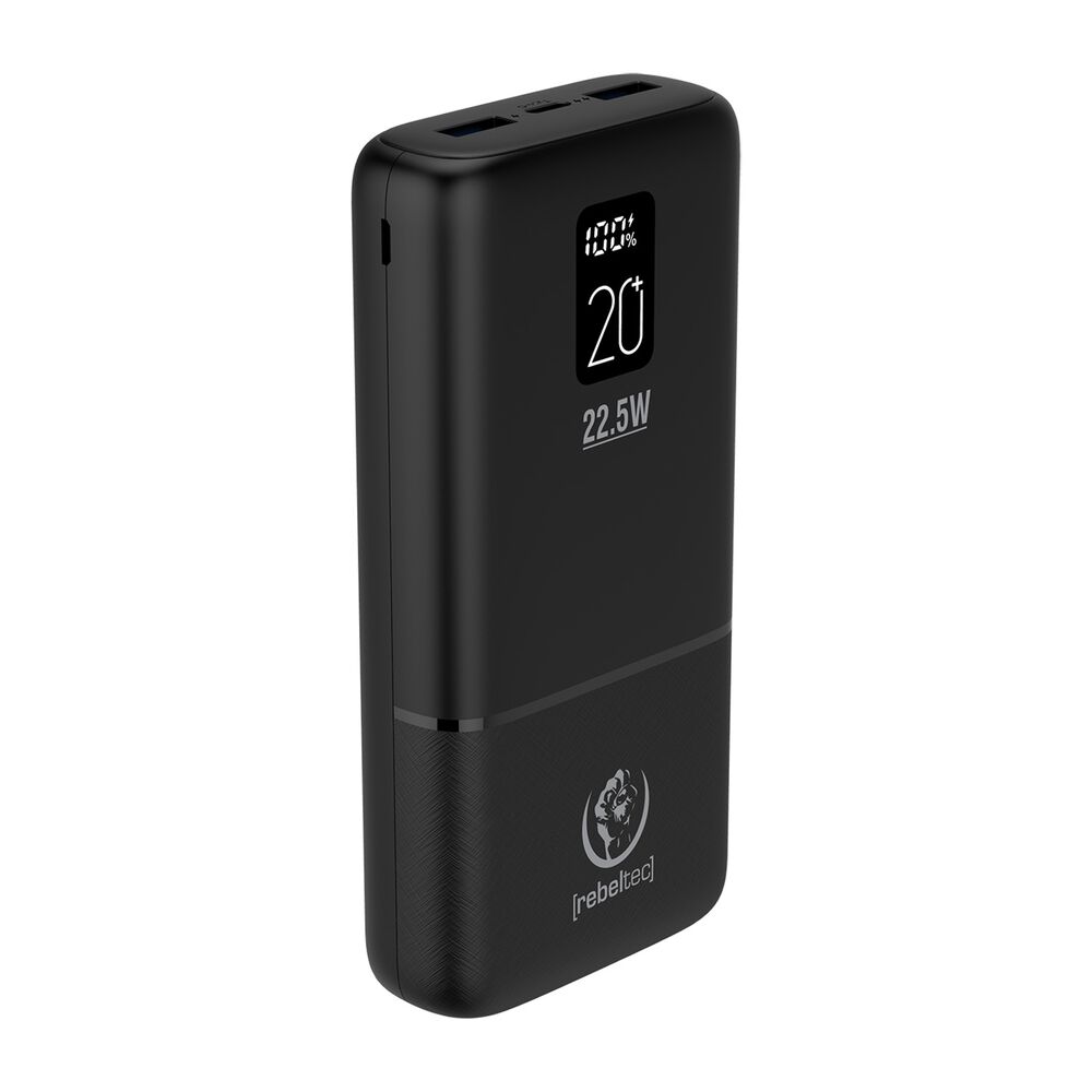 REBELTEC Powerbank Rebeltec P20 LCDPD, 20000 mAh, 22,5 W, czarny
