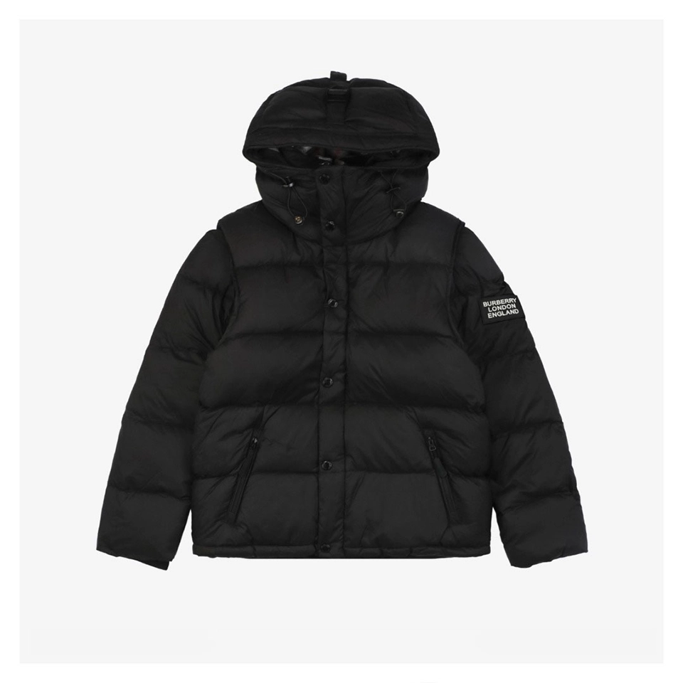 BBry Arm Slogan Detachable Down Jacket (Brown/Black)
