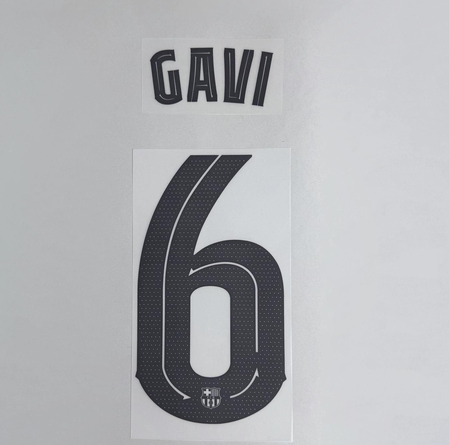 GAVI #6 FC Barcelona 2025-26 Away UCL Football Soccer Name & Number Set