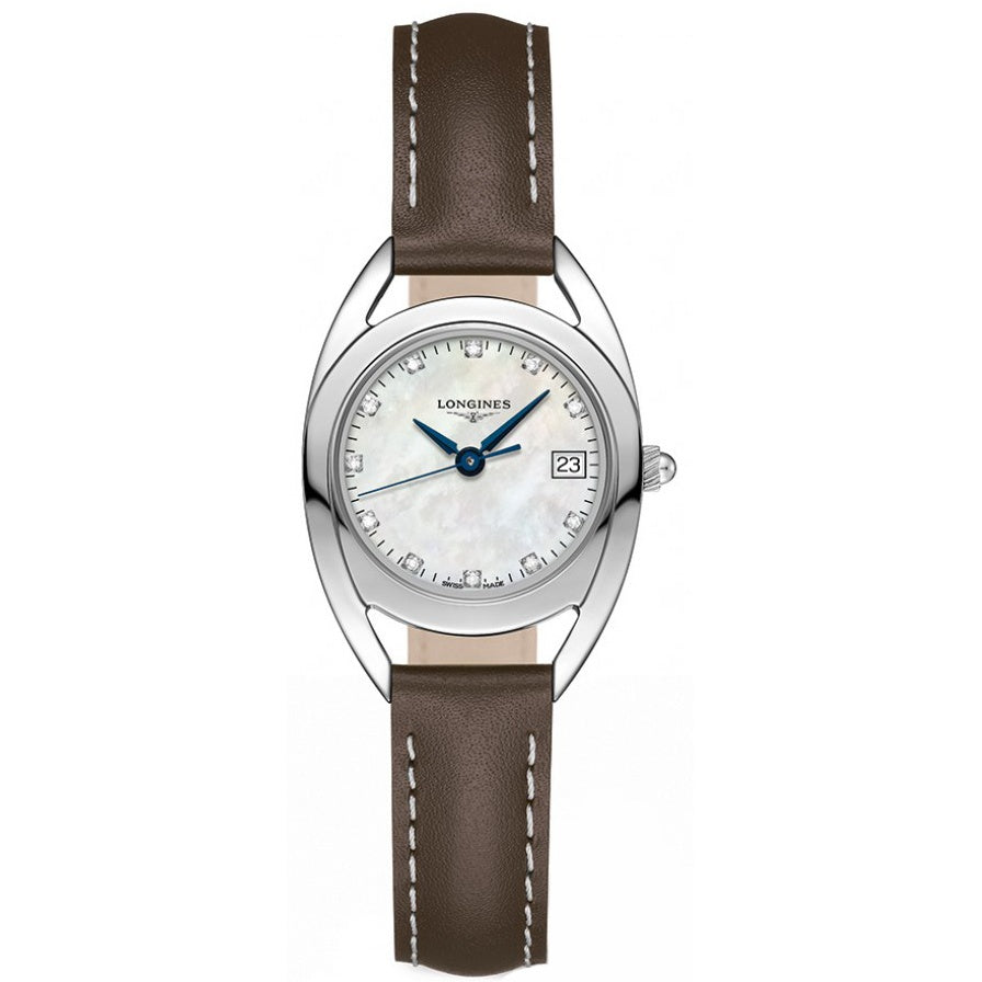 [2026 Mirror Grade]Longines Women's L6.136.4.87.2 Equestrian Diamond Brown Leather Watch