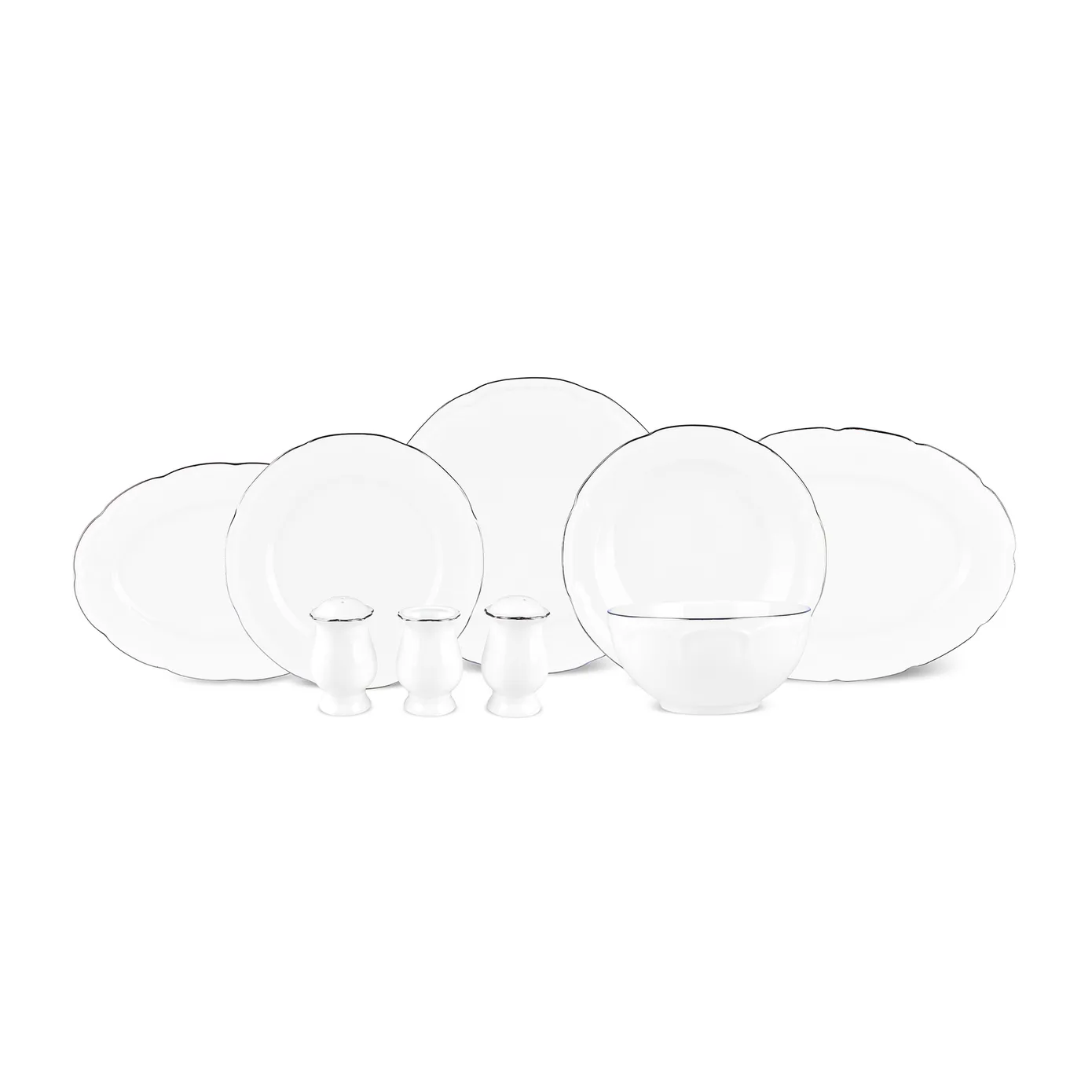 Service de table Karaca Tobias pour 12 personnes, 56 pièces, platine