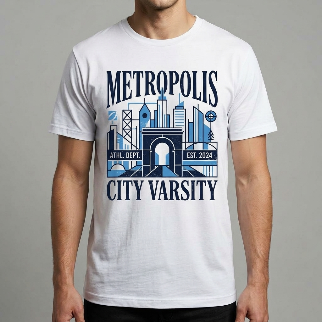 City Varsity Tee, Vintage Athletic Graphic T-Shirt, Unisex Streetwear Shirt CityTee7