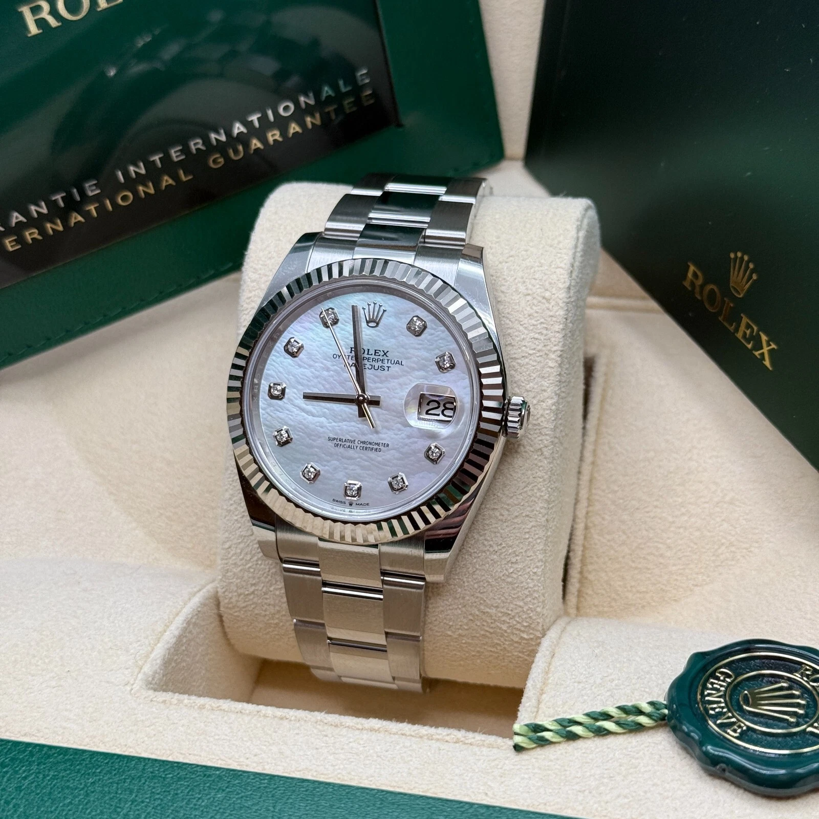 [2026 Mirror Grade]RLX  Datejust 41 Mother of Pearl Diamond Stainless Steel Fluted Oyster - 126334