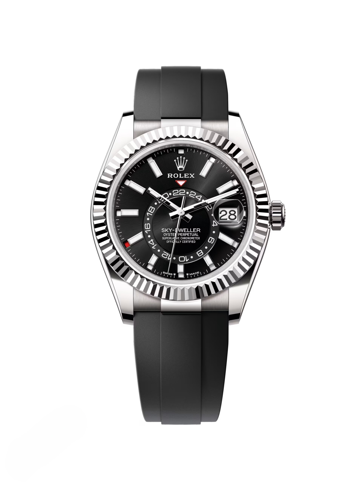 [2026 Mirror Grade]RLX  Sky-Dweller 42mm White Gold Black Dial Oysterflex - 336239