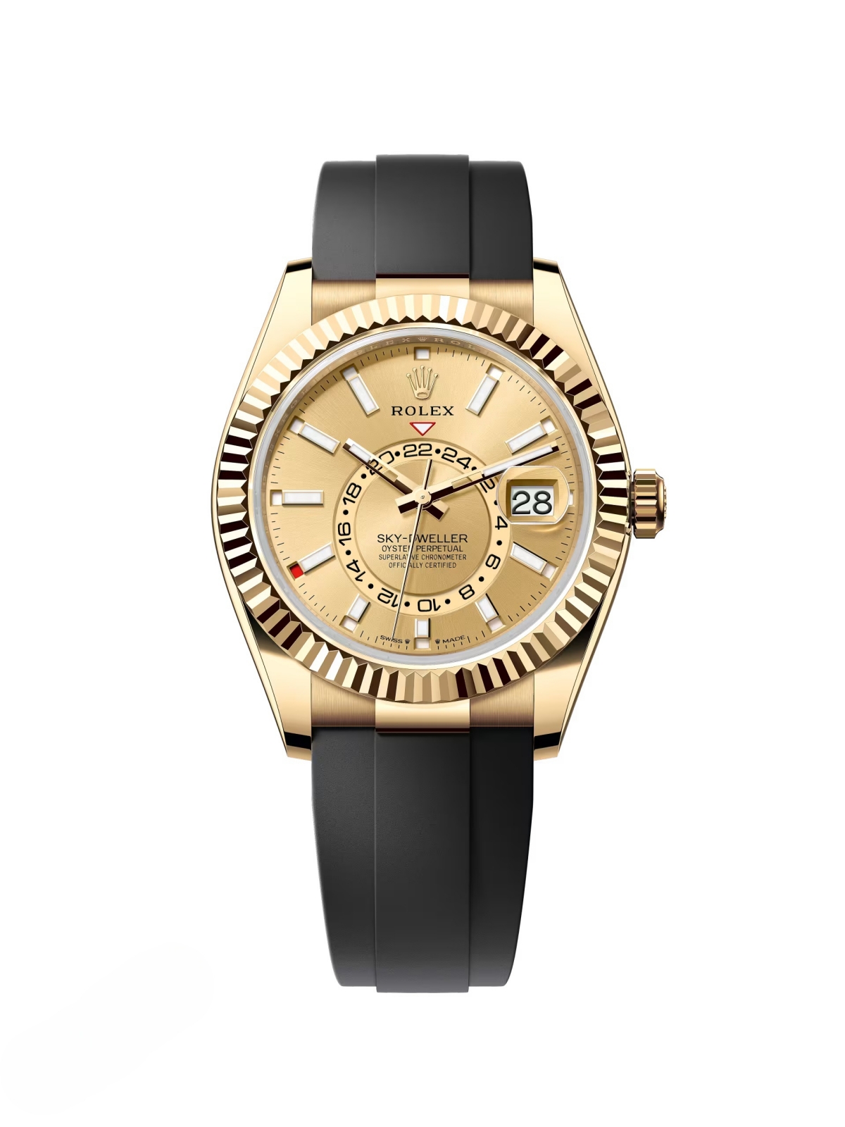 [2026 Mirror Grade]RLX  Sky-Dweller 42mm Yellow Gold Champagne Dial Oysterflex - 336238