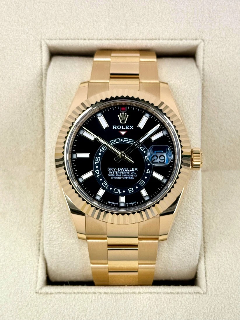 [2026 Mirror Grade]RLX  Sky-Dweller 42mm Yellow Gold Black Dial Oyster - 336938